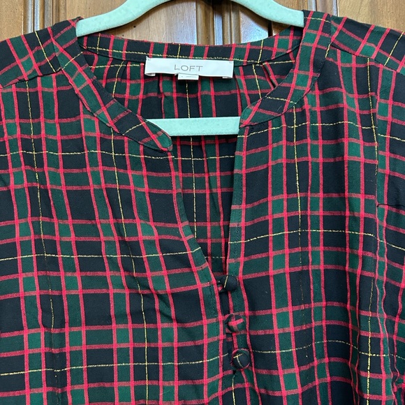 LOFT Plaid Metallic Holiday Dress - Picture 5 of 6
